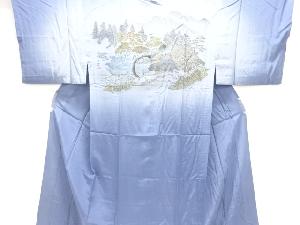 アンティーク　水車小屋風景模様男物長襦袢